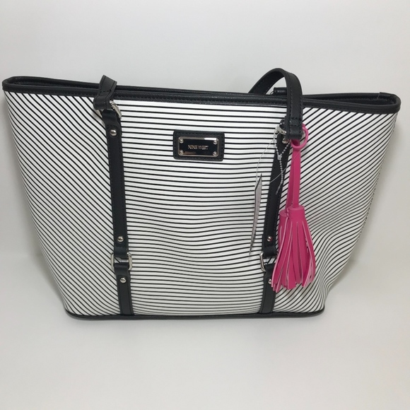 Nine West Handbags - Nine West Black white Striped Purse Handbag